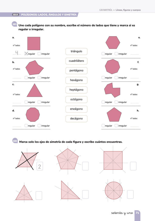 Geometría en Aula de Ejercicios de Matemáticas Sexto de Primaria