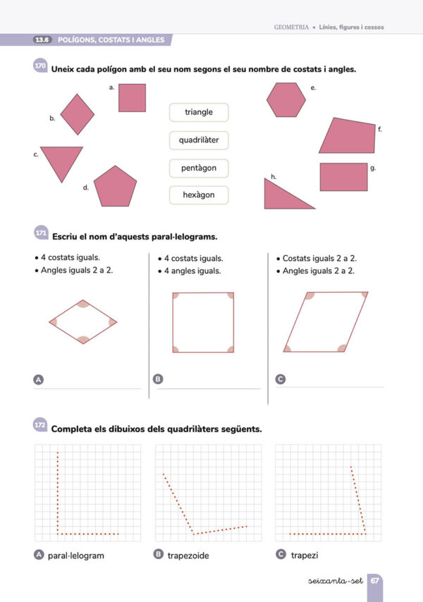 Matemàtiques de Primària, Aula quart (4t), geometria